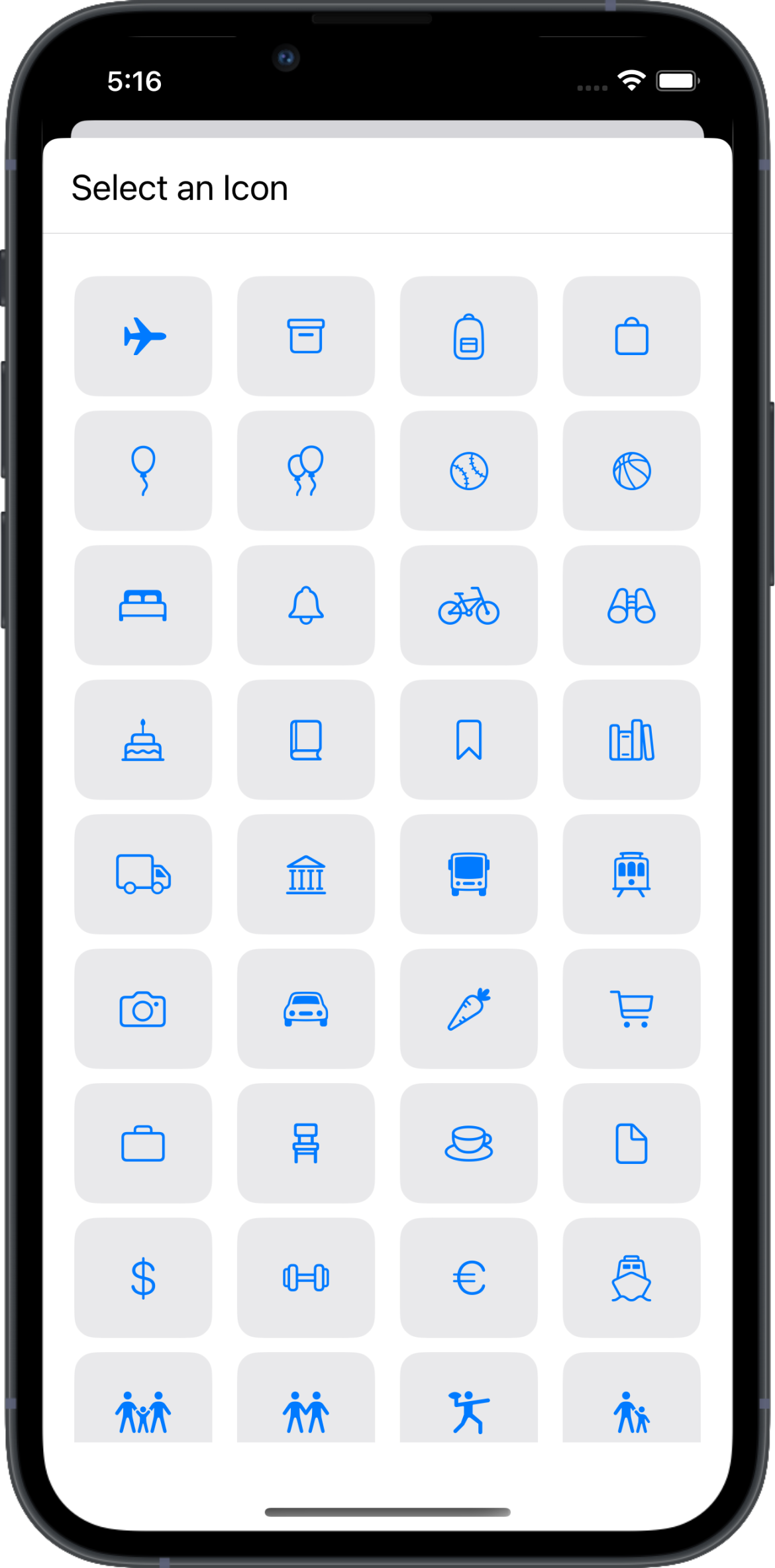 selecting an icon